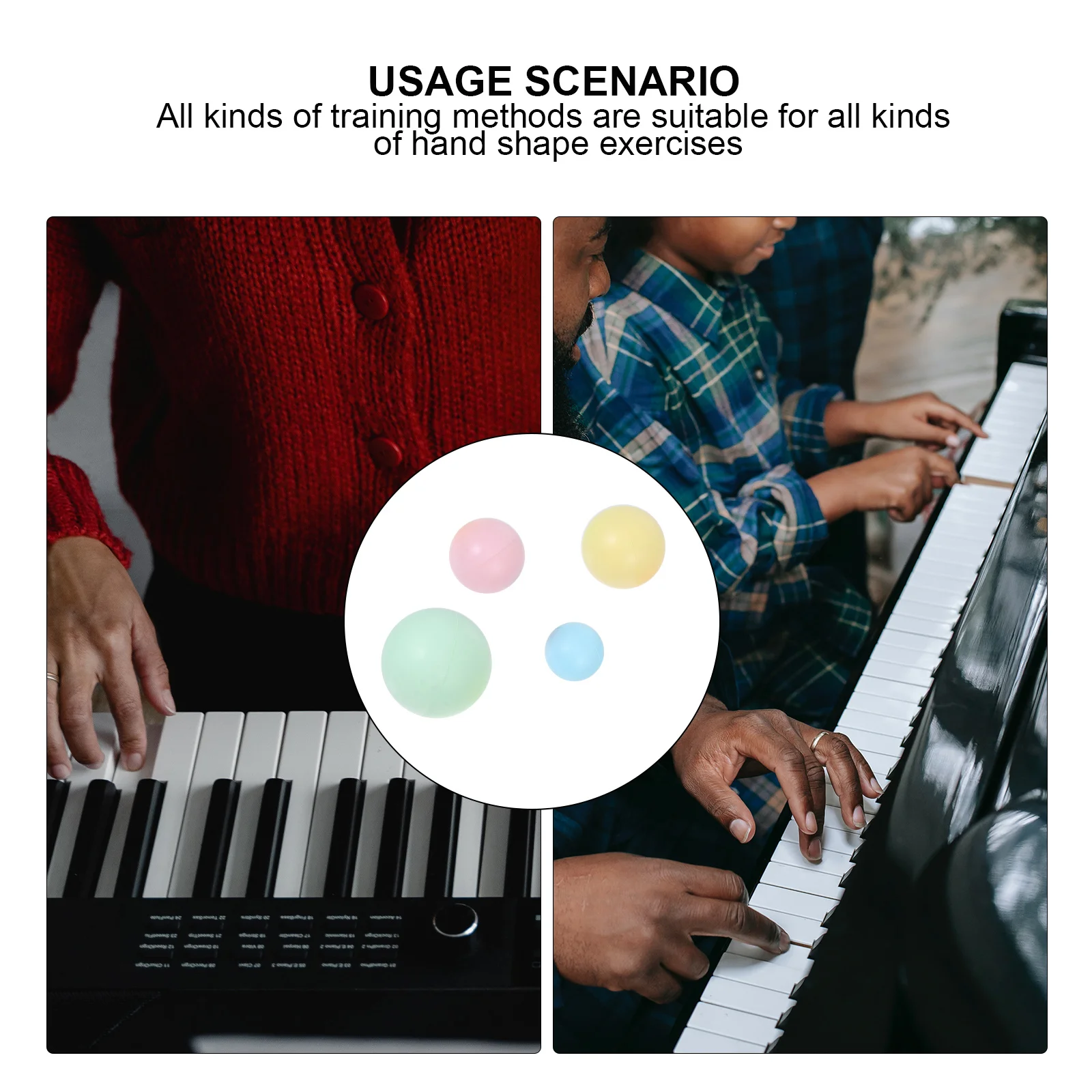 

4Pcs Piano Finger Trainers Assorted Color Grip Balls Durable Sponge Material Hand Shape Exercise Stress Relief Trainer