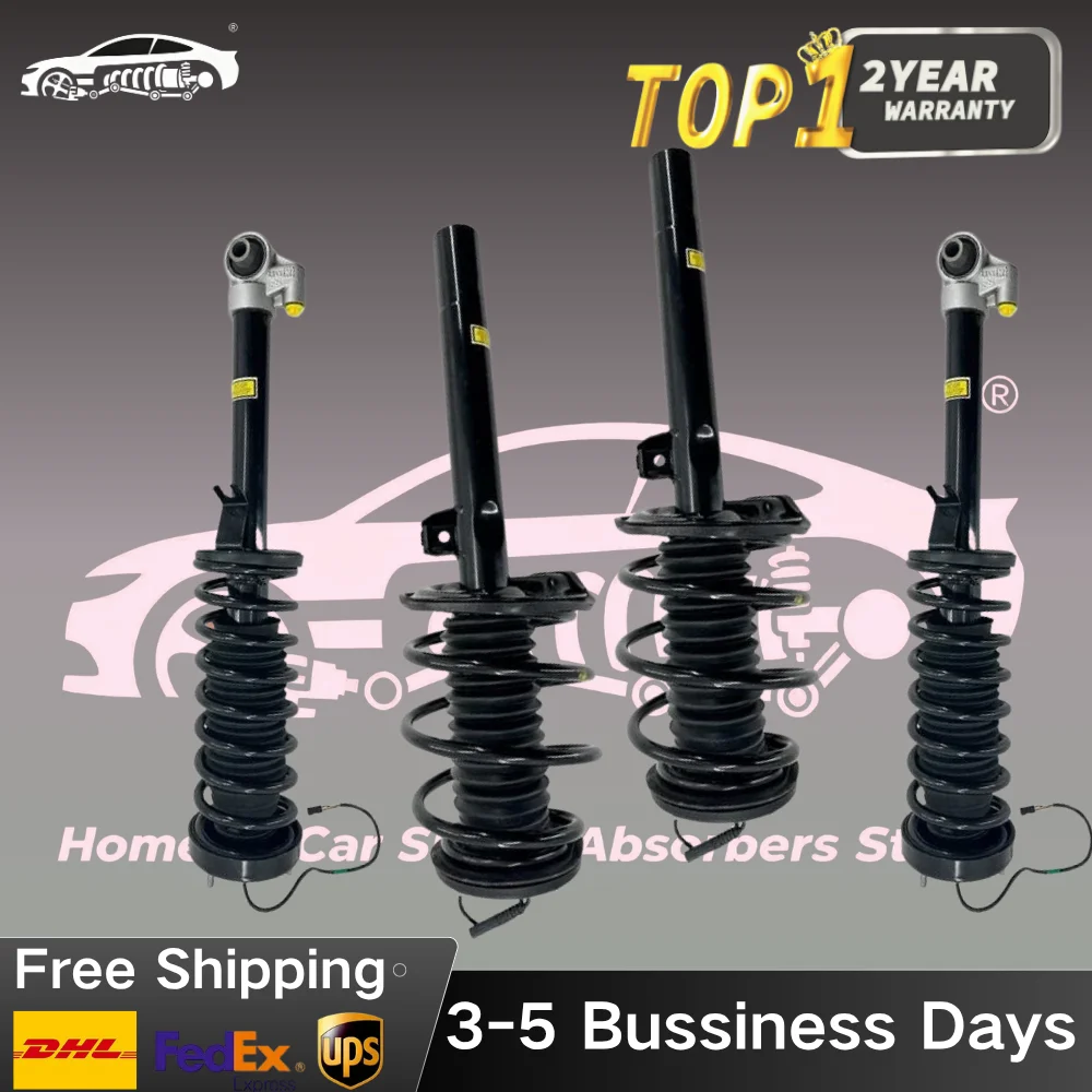 4 Pieces Front Rear Left and Right Shock Struts Assys with EDC Fit BMW E38 740i 740iL 750iL 1995-2001 31311091557 31311091507