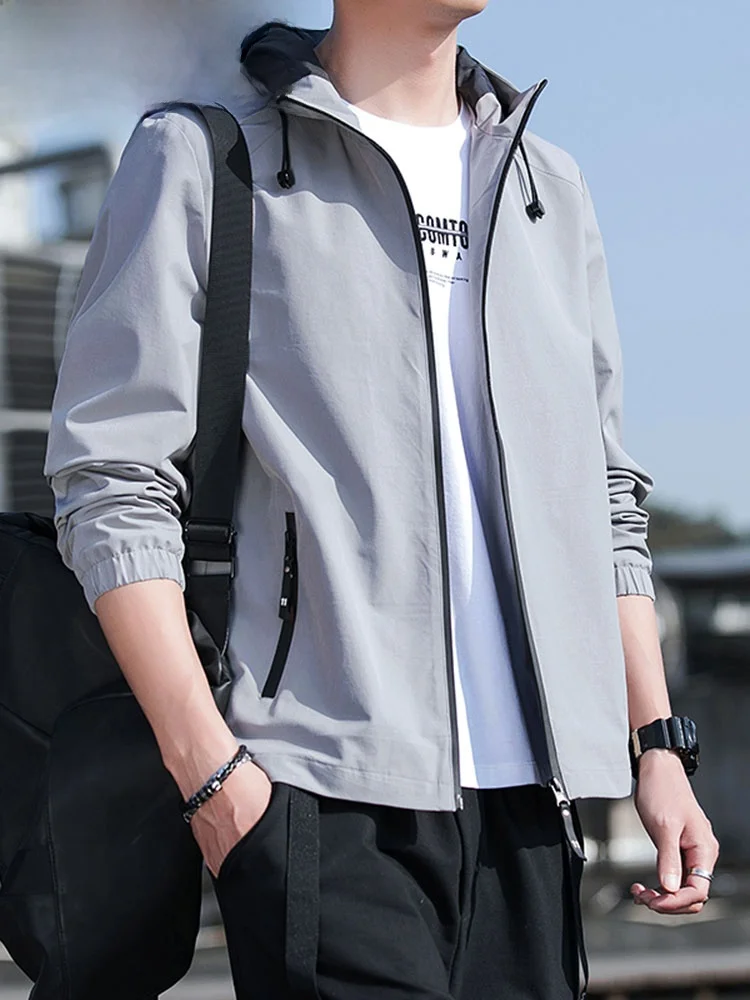 

Fall Men's Jaet 2025 New Korean Sle Thin Casual Workwear Outerwear Trendy All-Match Windbreaker Polyester Long Sve Zipper