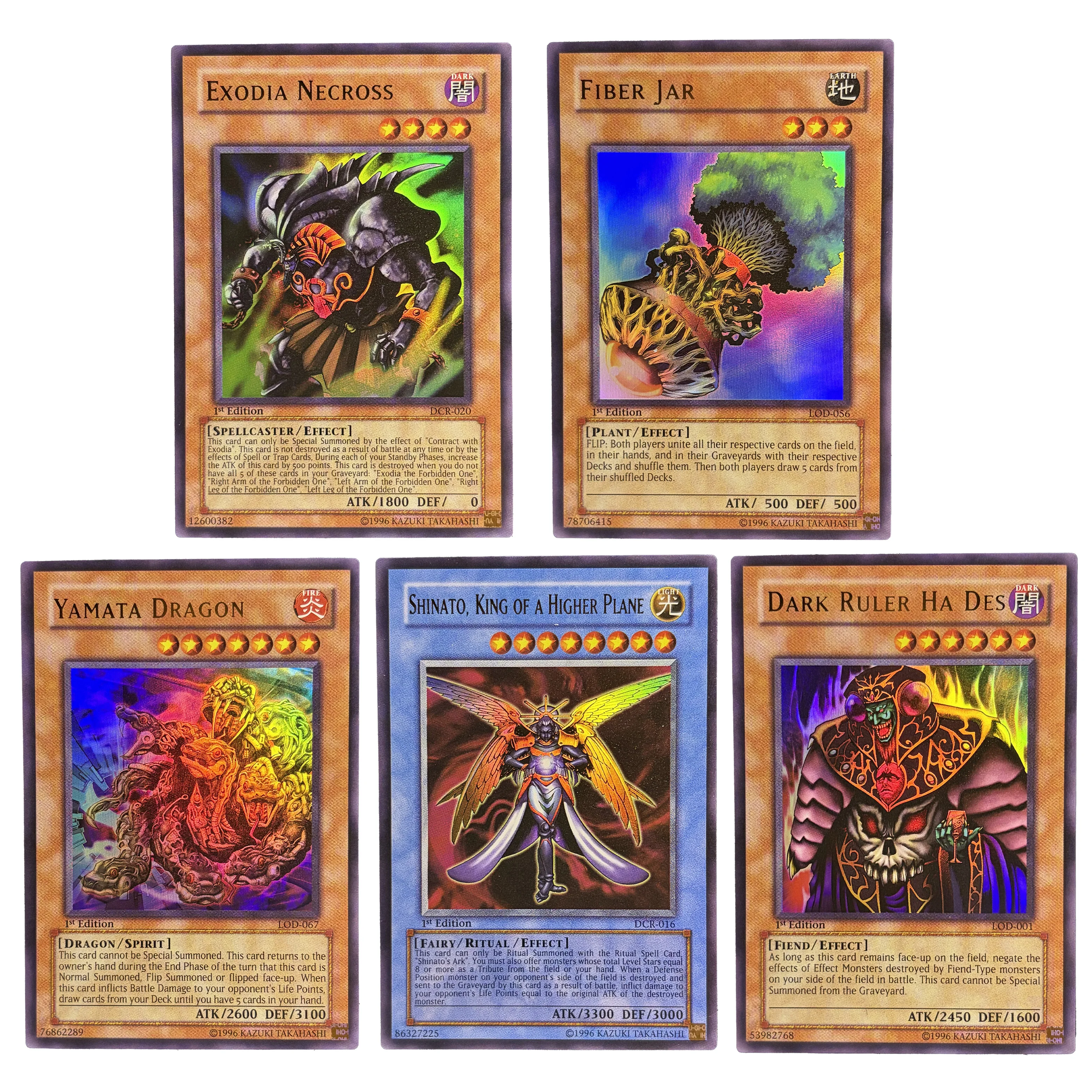 

5 шт. ультраредких карт YuGiOh: Dark Crisis (DCR), Legacy of Darkness (LOD), Fiber Jar/Exodia Necross/Yamata Dragon, винтажные карты 2003 года