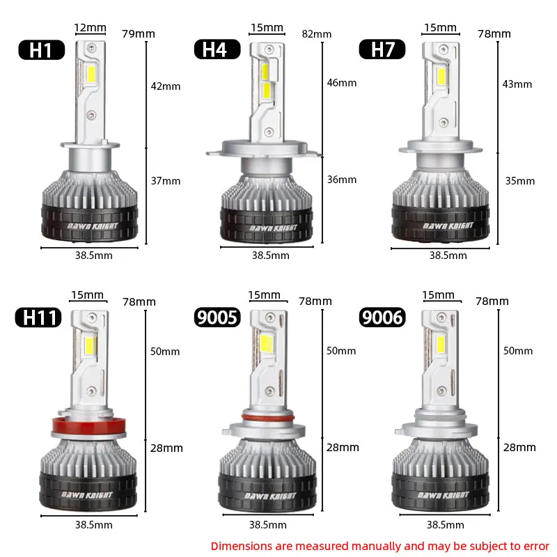 DAWNKNIGHT-bombilla Led para faro delantero de coche, tubo de cobre más grande, K9C Pro, H7, H4, H11, H1, HB3, 9005, HB4, 9006, 12V