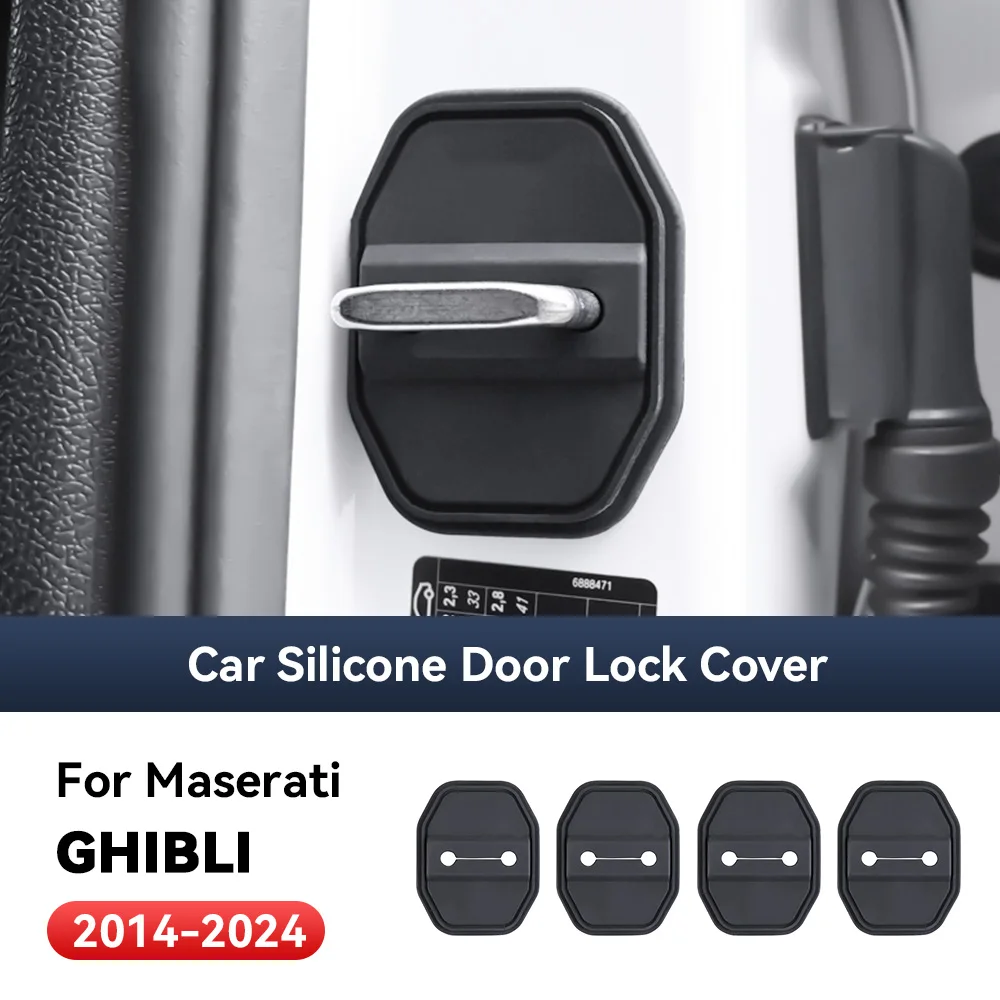 

4pcs Car Decorat Accessories Silicone Protecte Auto Door Lock Latch Shock Absorber Cover For Maserati Ghibli 2014-2024
