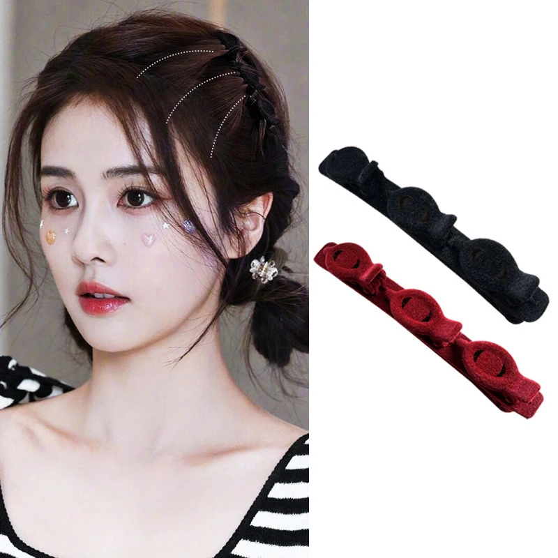 Forehead Flock Braided Hair Clip Accessory New Solid Color Braided Hair Clips Small Fragrant Hair Clip Shredded Hair Bangs Clip