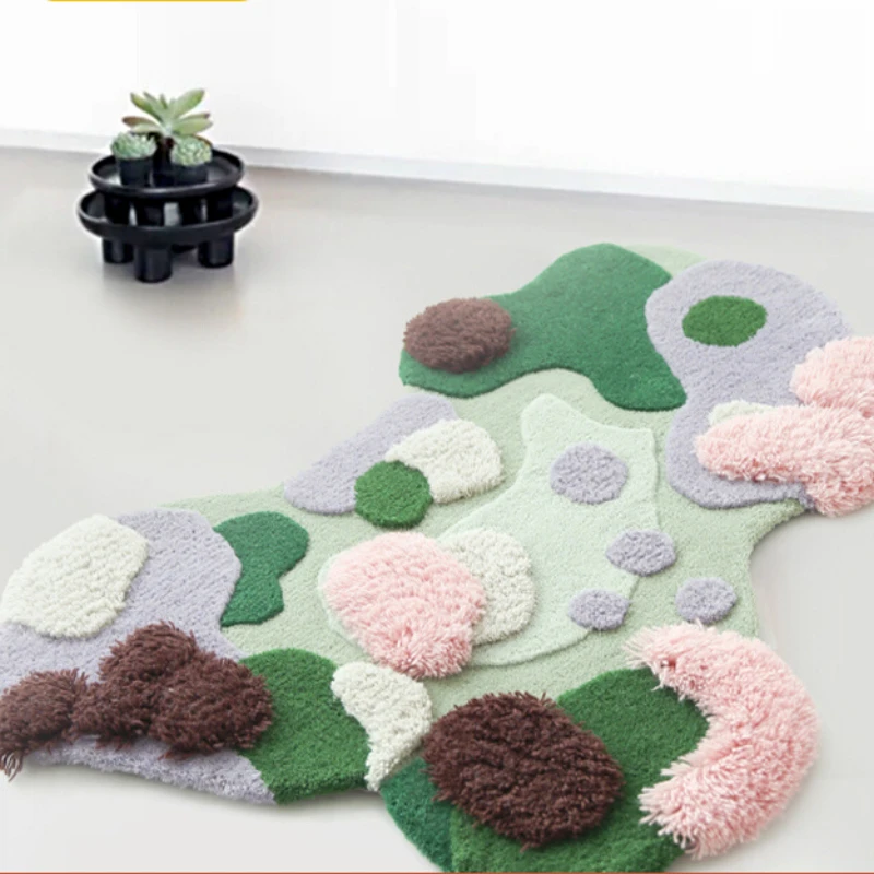 

Vintage Wool Green Tufting Wool Carpet 3D for Living Room Bedroom Studyroom Bedside Blanket Table Cushion Sofa Luxury Mat