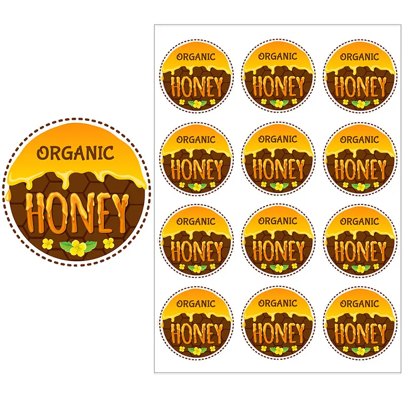 3.5cm/4.5cm Honey Bee Self-Adhesive Sticker with Fresh Natural Thanks Seal Label For Honey Jar Small Business Tag for Marketing