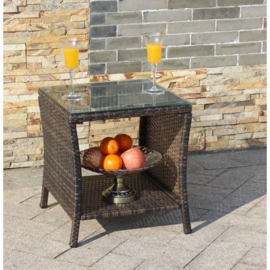 

Outdoor patio Furniture 1 Coffee Table with clear tempered glass
