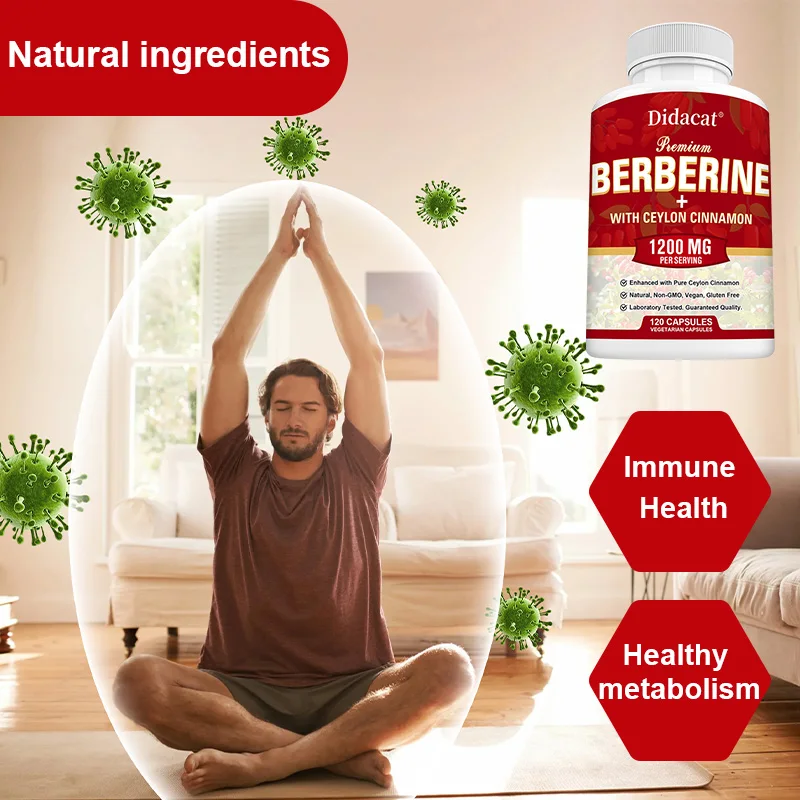 Berberine HCl Capsules 1200 Mg - Plus Pure Ceylon Cinnamon, Berberine Supplement - Immune System, Healthy Weight Management