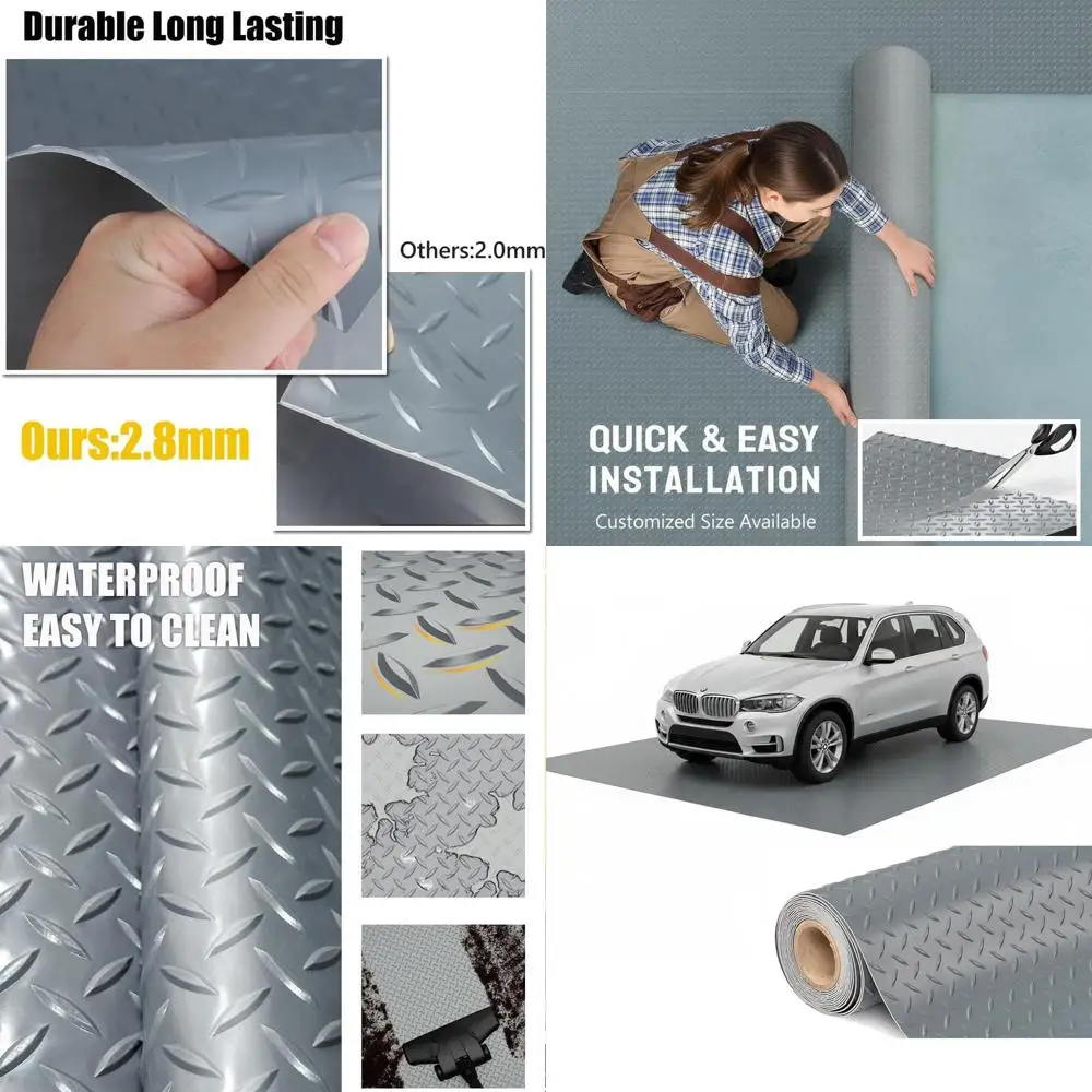 

Толстый ПВХ-коврик для пола гаража, 5x8 футов, сверхпрочный, водонепроницаемый, противоскользящий, для защиты автомобилей и помещений