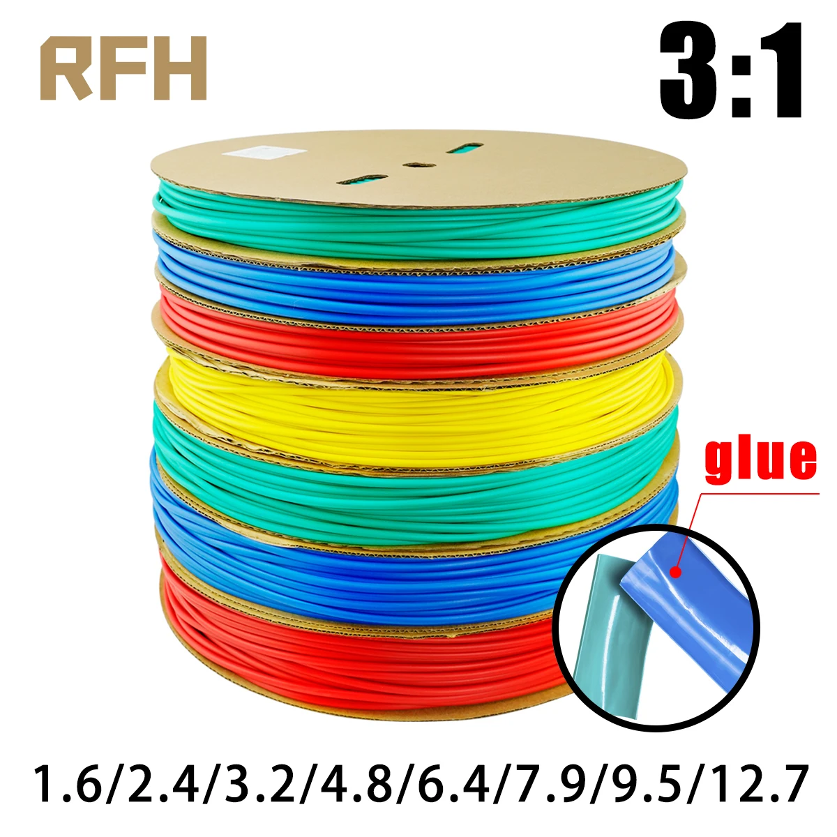 1M 1.6/2.4/3.2/4.8/6.4/7.9/9.5/12.7 mm Dual Wall Heat Shrink Tube Thick Glue 3:1 Shrinkable Tubing Adhesive Lined Wrap Wire Kit