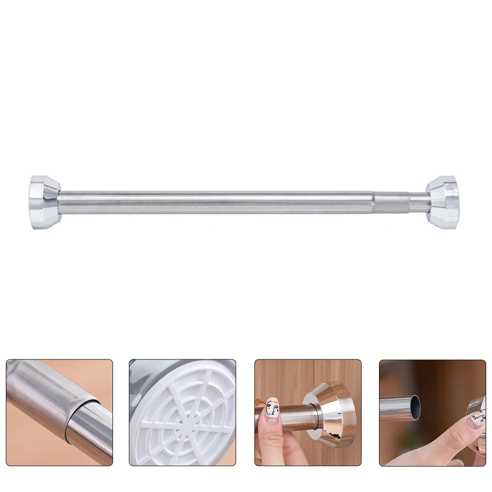 

Telescopic Rod Extendable Clothes Drying Multipurpose Closet Wardrobe Shower Curtain Tension Pole Punch free Stainless Steel