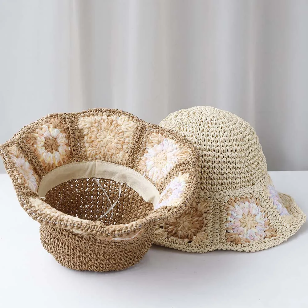 NEUE Frauen Sonnenhut SPITZE BLUME Breite Große Krempe Strand Hüte Frauen Sommer Stroh Hut Faltbare Chapeau Femme Strand UV Schutz Kappe – Detail 4
