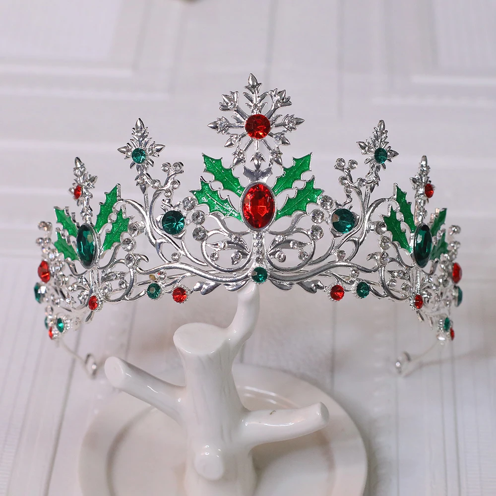 New Christmas Snowflake Red Green Matching Women's Party Crown Headpiece Suitable as a Christmas Gift for Mothers and Friends