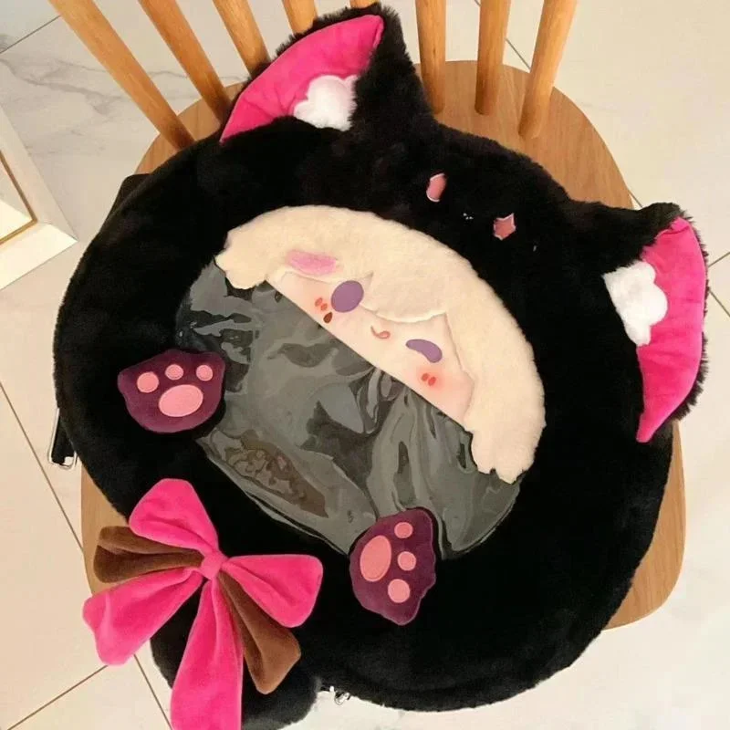 Peripheral Backpacks Genshin Impact Y2K Lyney Plush Cat One Shoulder Bags Student Oblique Straddle Bags Underarm Pain Bags Gifts