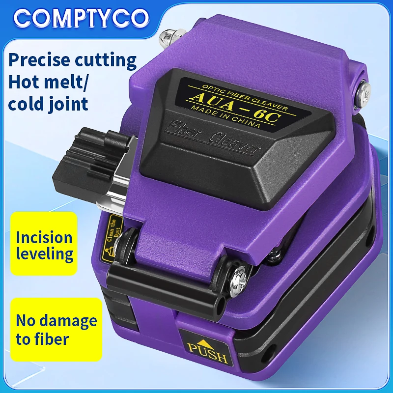 Optical Fiber Cleaver Purple AUA-6C Fiber Optica Cable Cutting Knife FTTH Fiber Knife Tool Fiber Cutter 16 Surface Blade
