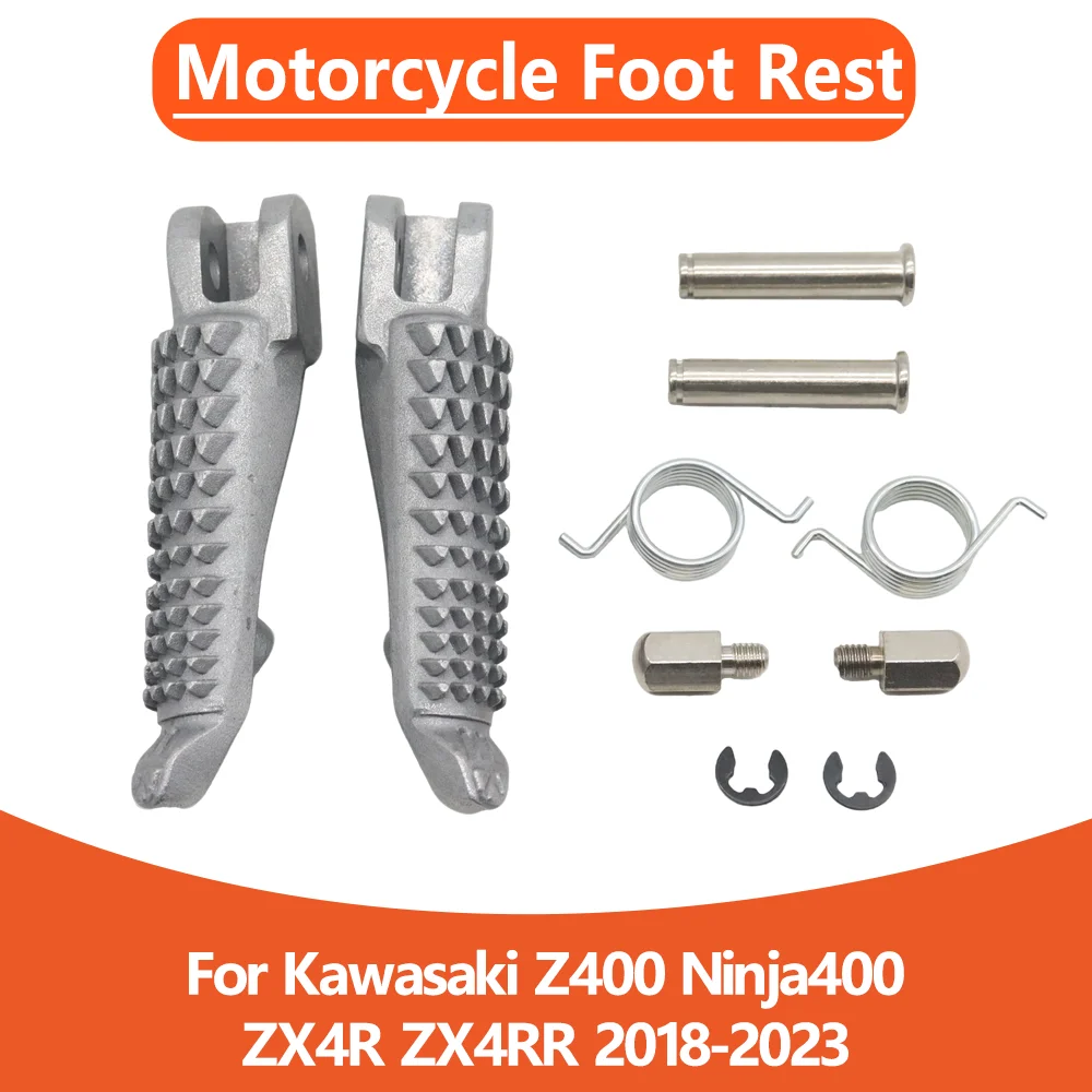 

For Kawasaki Ninja400 Z400 ZX4R ZX4RR ZX 4R 2018 2019 2020 2021 2022 2023 Motorcycle Silvery Footrests Foot Pegs Accessory