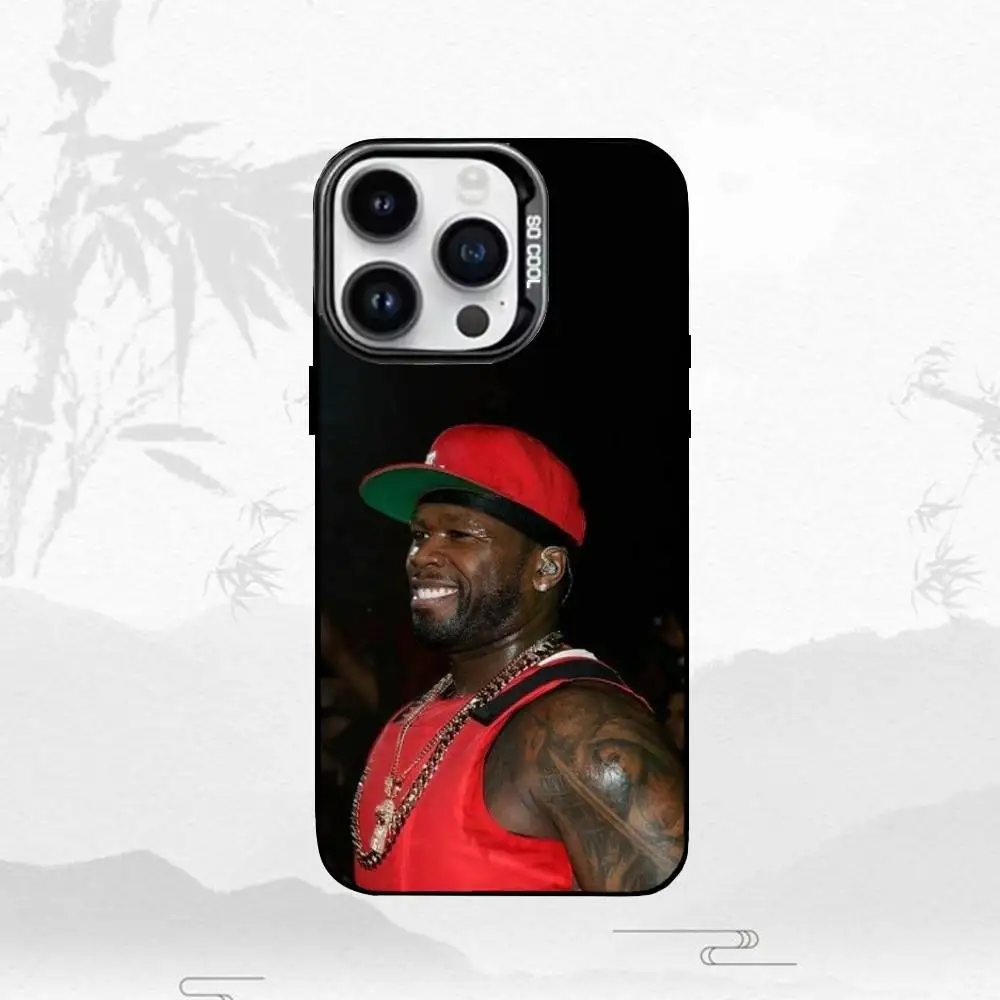 50 C-Cent Singer In D-Da Club iPhone17、16、15、14、13、12、11 Plus、Pro Max用スマホケース ブラックマット耐衝撃カバー