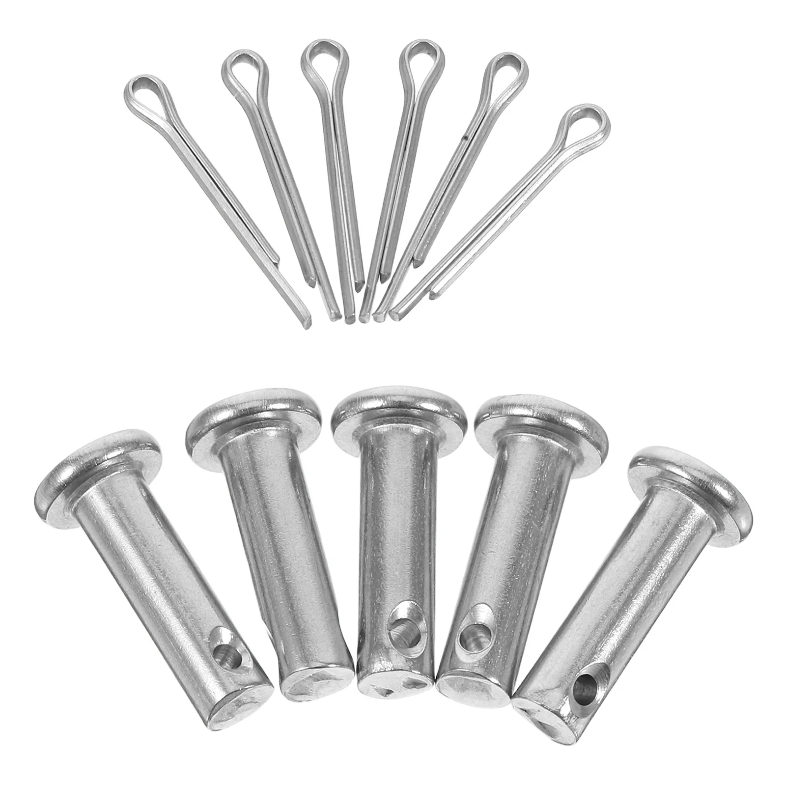 

1 Set B Type Cylindrical Flat Head Stainless Steel Pins With Hole High Strength For Machinery Furniture Electronics Fastener