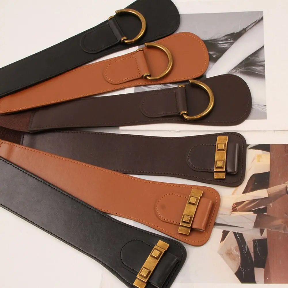 مشد أحزمة واسعة بولي Leather الجلود التخسيس الجسم حزام مطاط للنساء أحزمة وسط مرنة حزام أحزمة معطف على شكل ثوب الملحقات