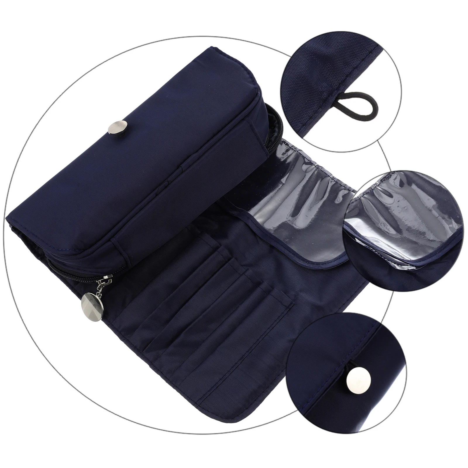 

Organiser Makeup Brush Bag Rolling Case Multifunction Pouch Blue Polyester Travel