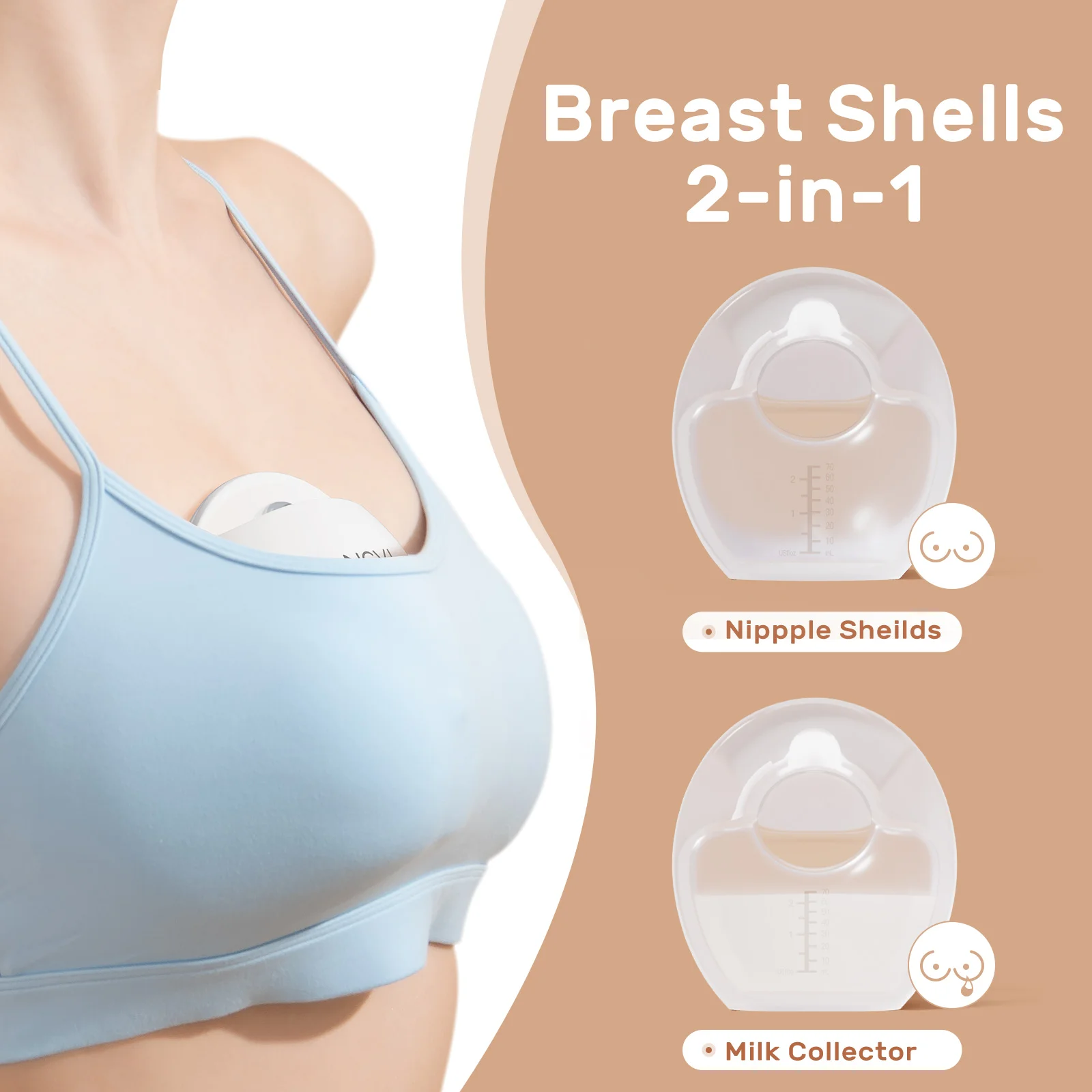 NCVI Breast Milk Collector, Milk Catcher, Breast Shells Protect Sore Nipples for Breastfeeding, Reusable Breastmilk Saver