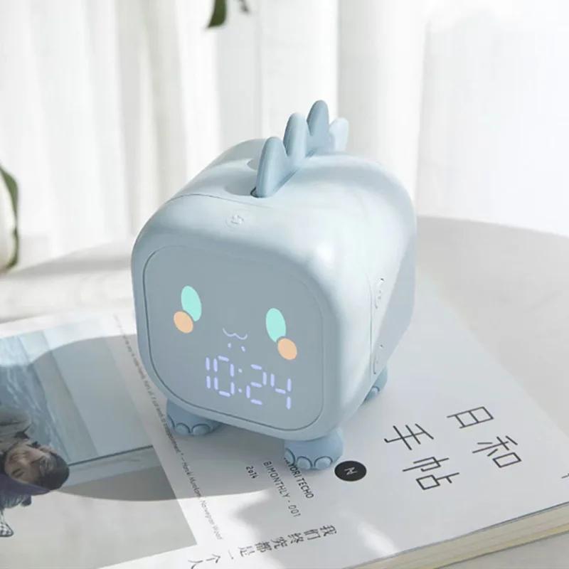 

Dinosaur Smart Alarm Clock For Kid Cute Cartoon Alarm Clock Timer Temperature Display Light Intelligent Voice Time Alarm Clock