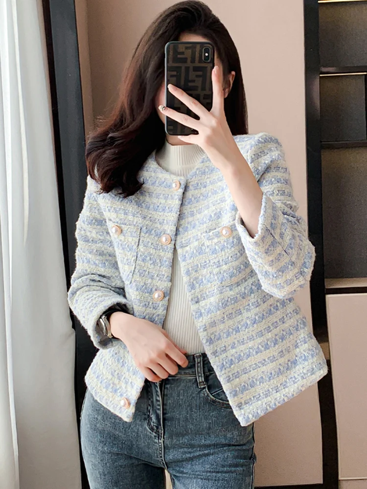 

2024 Autumn Women Elegant Tweed Cardigan Short Coat Fashion Single Breasted Jacket For Women Casual OL Outerwear Female clothing