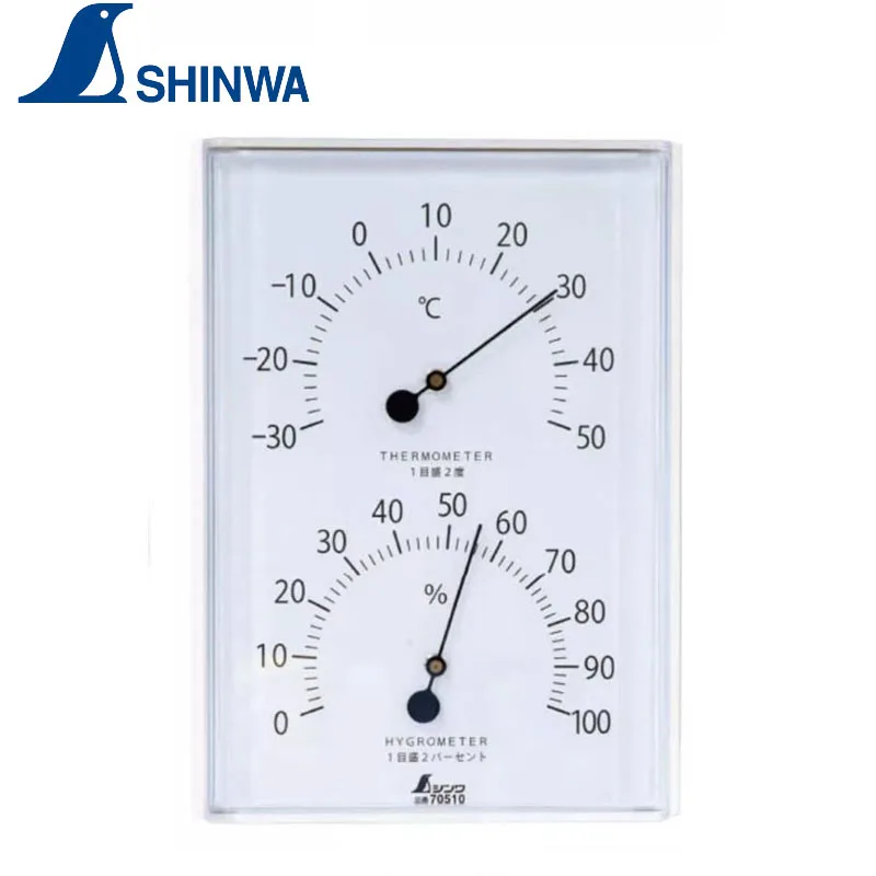 SHINWA Penguin 70510 Indoor Thermometer Hygrometer Wall Mounted Temperature and Humidity Meter For Classroom Office 1PCS