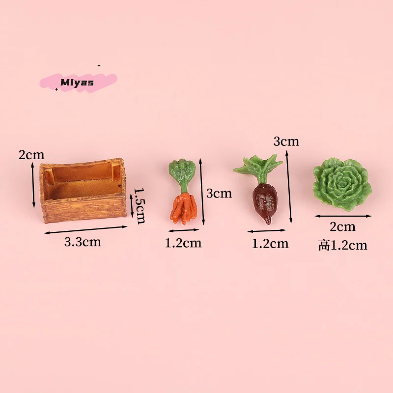 Mini Gesimuleerde Groenteset met Mand voor 1/12 Poppenhuis Keuken Decor Poppenhuis Accessoires Fantasiespel Speelgoed voor Kinderen