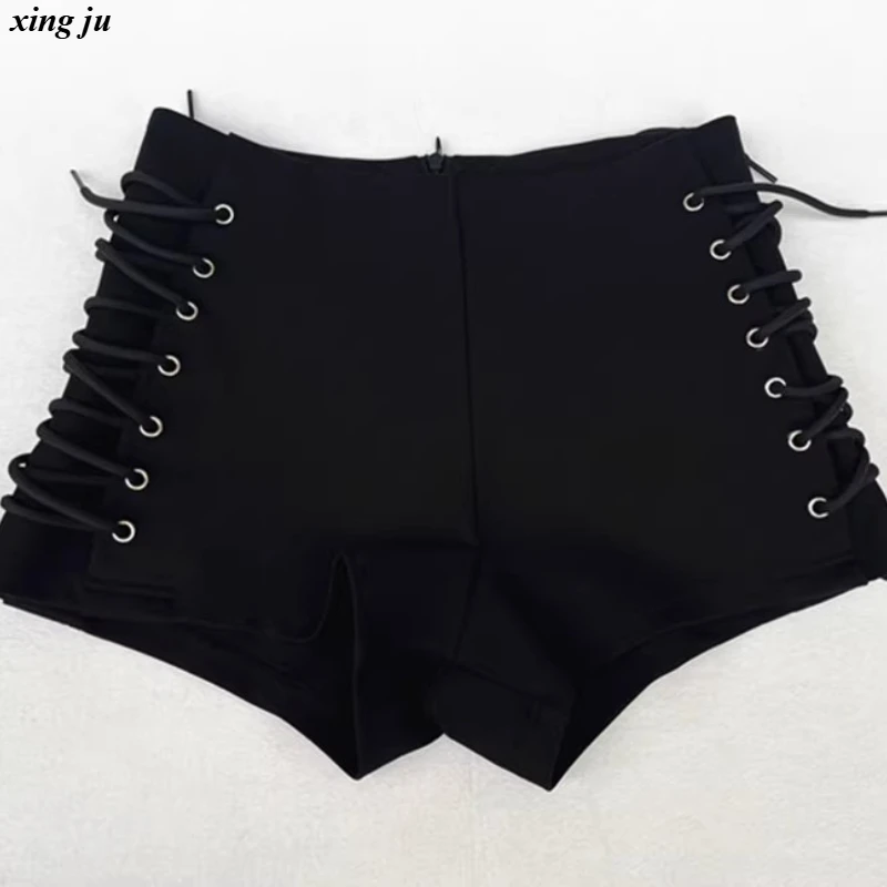 Nuove donne Festival musicale Abbigliamento Costume di scena Moda Vita alta Pantaloncini attillati con lacci Jazz Dancewear Discoteca DJ Ballerino Wear