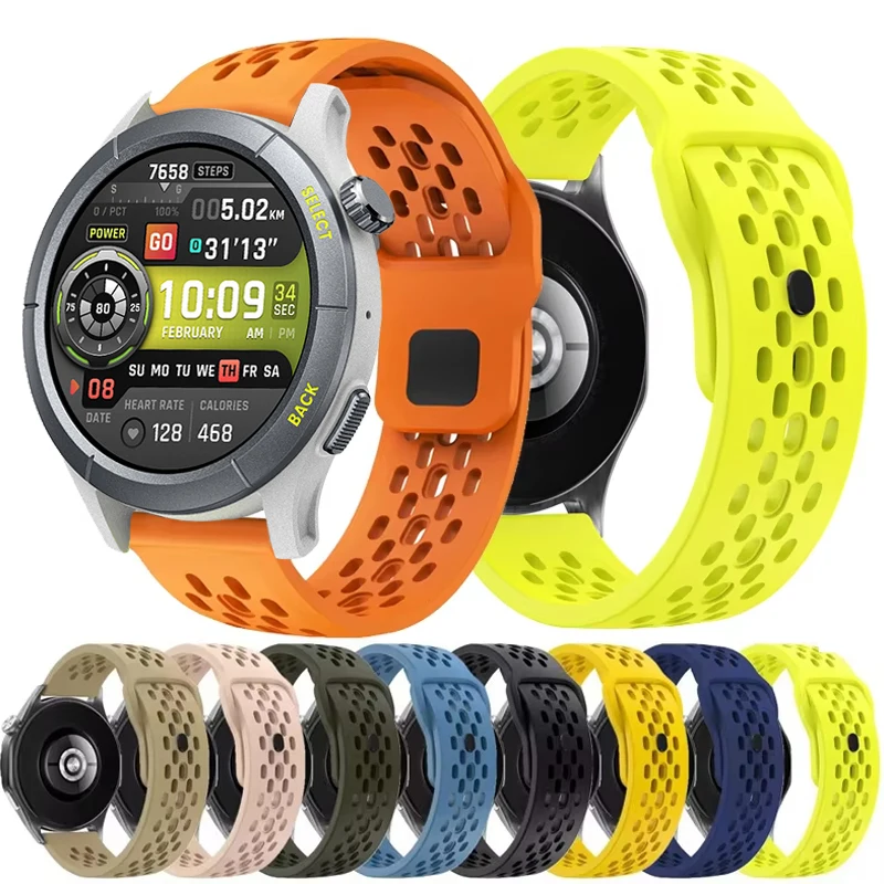 Correa de silicona transpirable de 20 a 22mm para Amazfit Cheetah Pro/correa redonda/cuadrada para Amazfit Balance 2/Bip 6 5 3/GTR GTS 4 3 Active 2