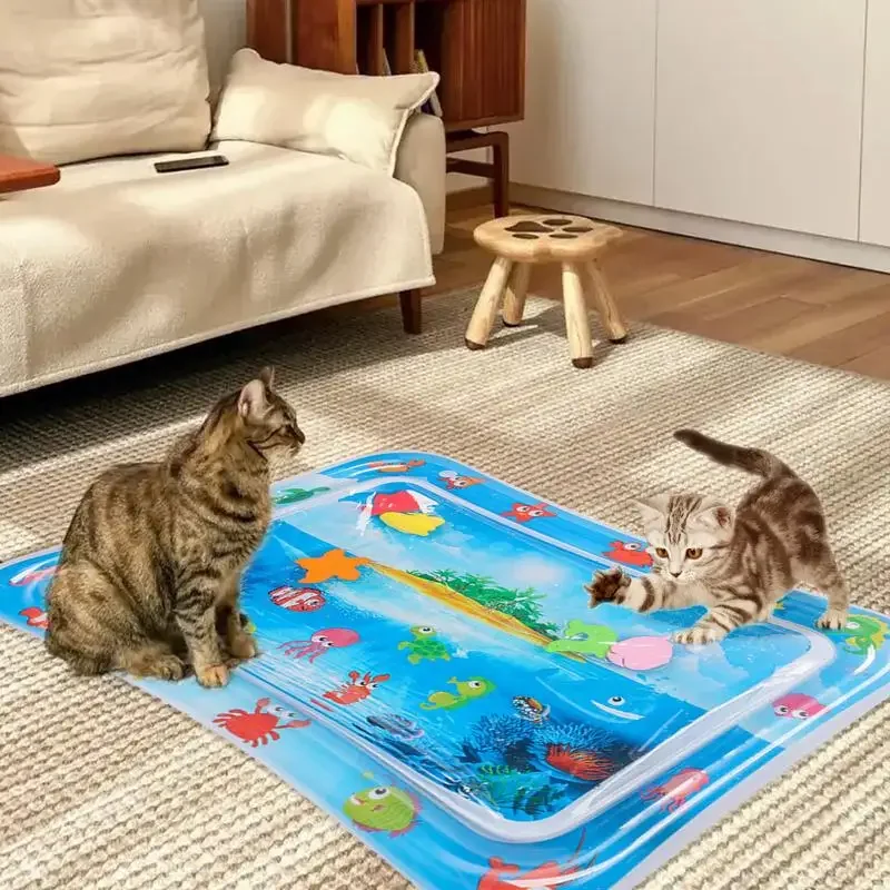 Water Sensory Play Mat Thickened Inflatable Water Mat For Cat And Dog Water Sensor Mat Sensory Playmat With Fish Sea Ocean