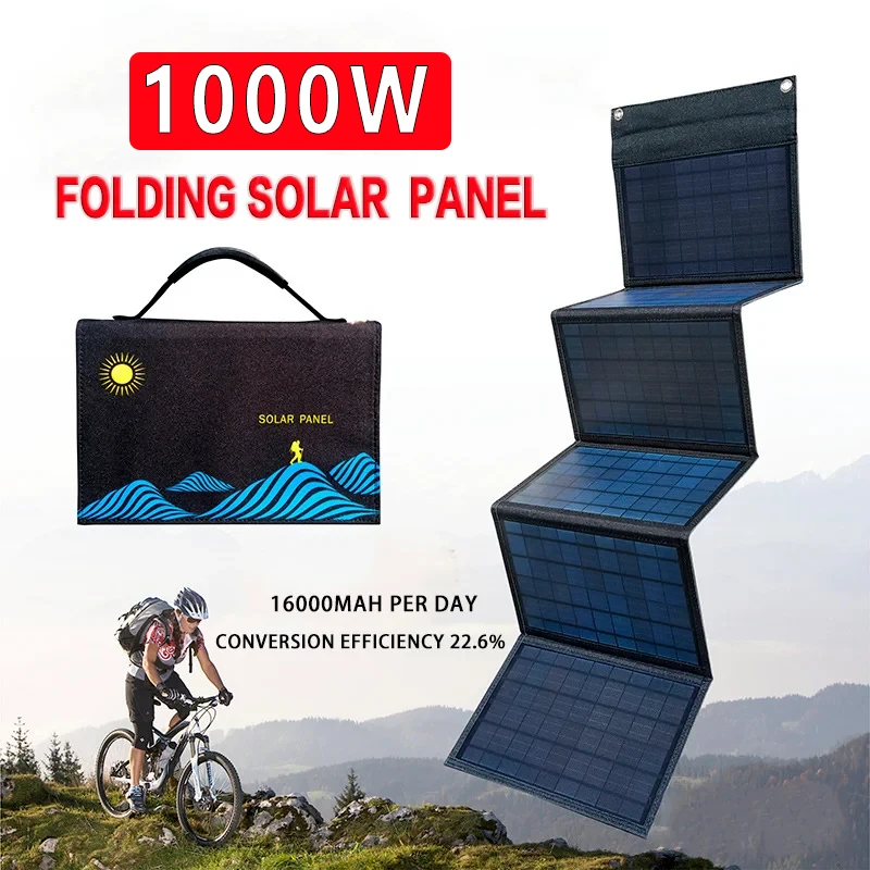 1000W Panel słoneczny przenośny torba składana USB + wyjście DC ładowarka solarna zewnętrzny zasilacz do domowego telefonu komórkowego Generator prądu