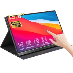 VISUALBEAT 15.6'' Portable Touch Screen Monitor FHD 1080P IPS HDR USB-C&HDMI Display for Laptop PC Mac Console Office Travel