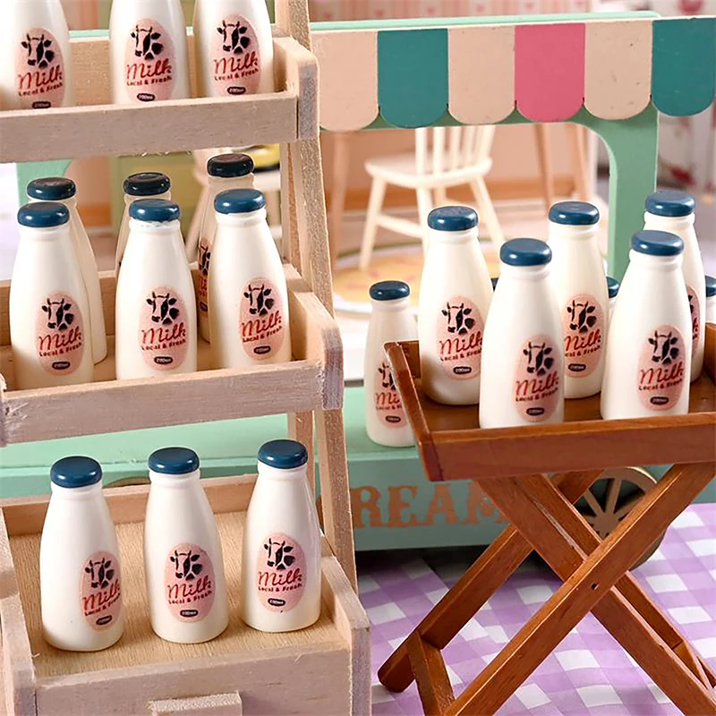 Miniature Food Model Toy Milk Bottle Drinks Dollhouse Accessories Kids Toy Dollhouse Kitchen Ornaments Photography Props