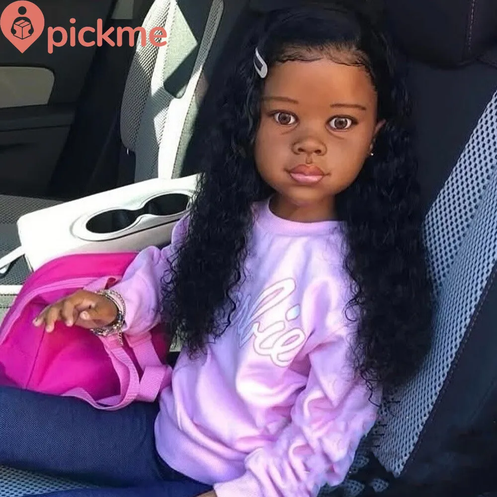 46inch Tanned Skin Tone Finished Reborn Doll Minnie Painted Mold Long Curly Hair Dolls Kit DIY