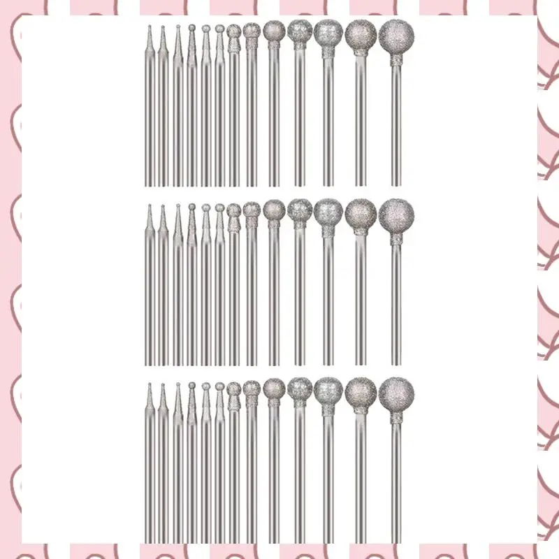 

HHTL 39 шт. шарообразные алмазные боры, алмазные шлифовальные боры, набор для резьбы по камню с оправкой 3/32 дюйма для вращающихся инструментов