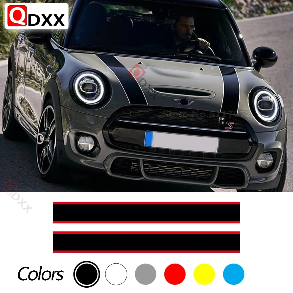 

2 Pcs Bonnet Stripes Sticker Car Hood Trunk Engine Cover Vinyl Decal For MINI Cooper F55 F56 F57 R56 R57 R50 R52 R53 Hatch JCW