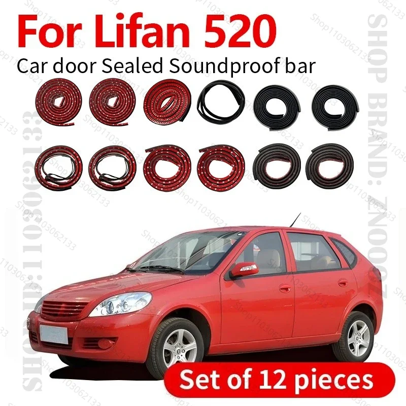 Car Door Seal Strip Rubber Double Layer Sealing Protector Soundproof Strip Dustproof Seal Strip 12PCS For 2006-2014 Lifan 520