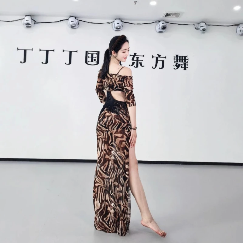 Novas mulheres adultas sexy leopardo terno de dança do ventre traje de dança do ventre saia de dança oriental palco desempenho dancewear outfit