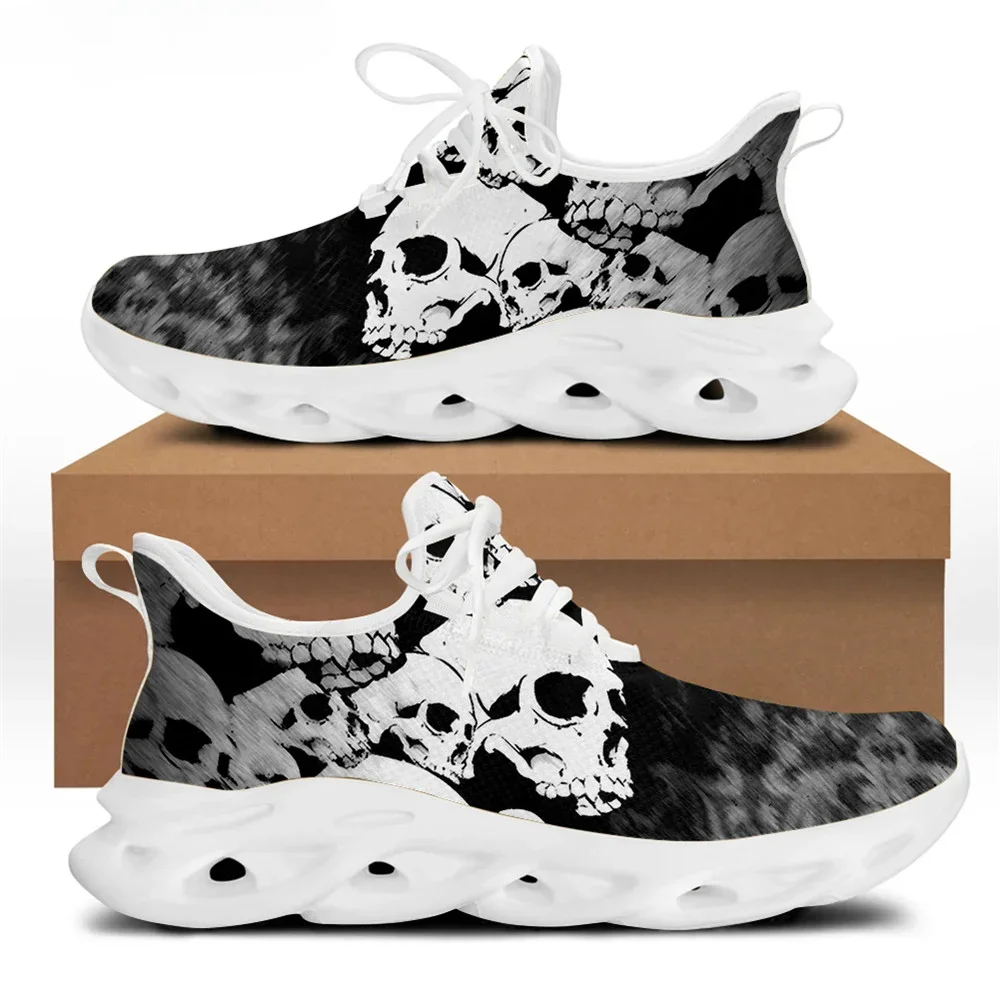 Black Punk Skull Brand Design Men's Shoes Casual Lace Up Comfortable Breathable Sneakers Male Walking Footwear 2021 - view 2