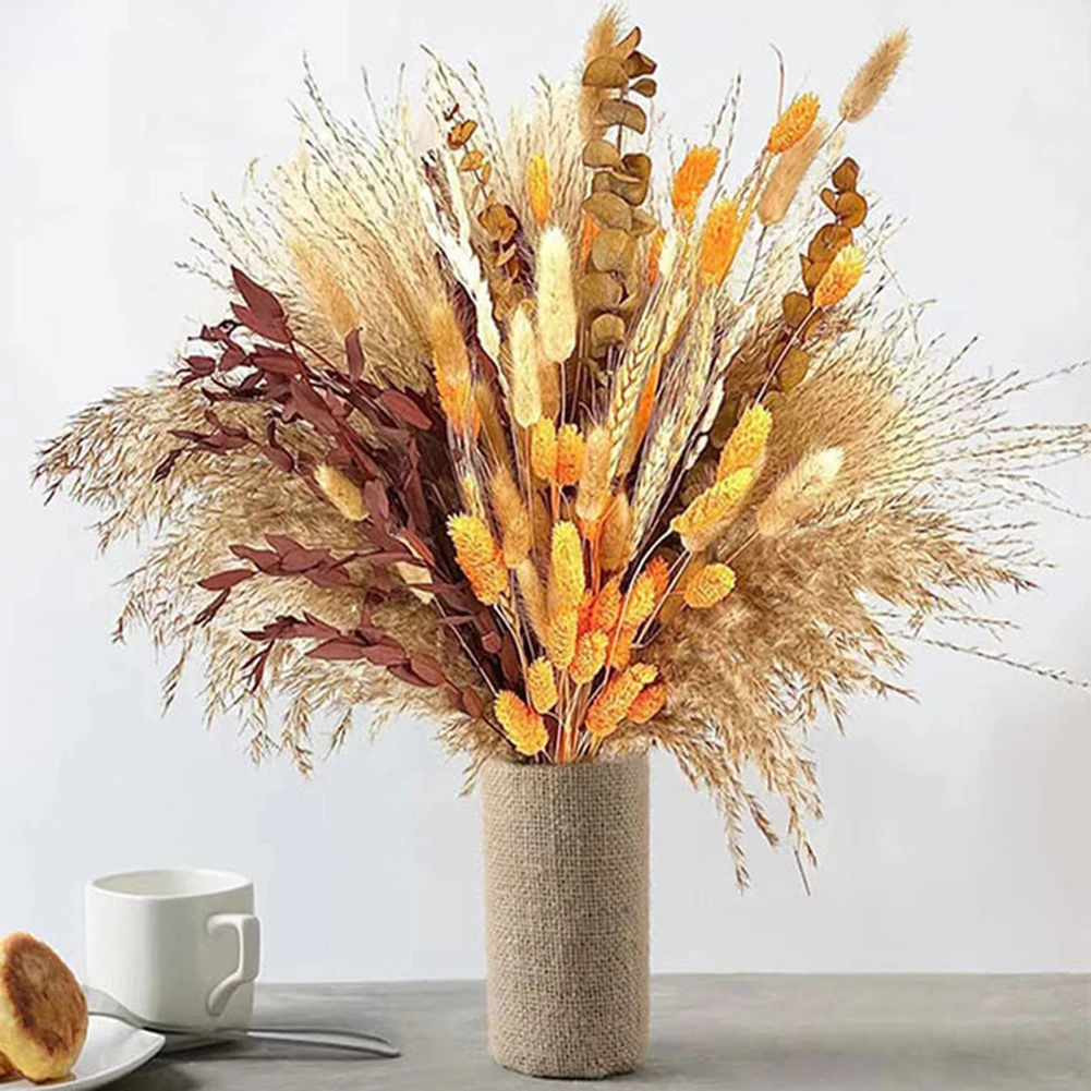 100 قطعة/المجموعة/مجموعة باقة عشب بامباس مجففة طبيعية من الزهور المجففة لغرفة المعيشة الأنيقة وديكور الحفلات ومستلزمات الأعياد والحفلات #5