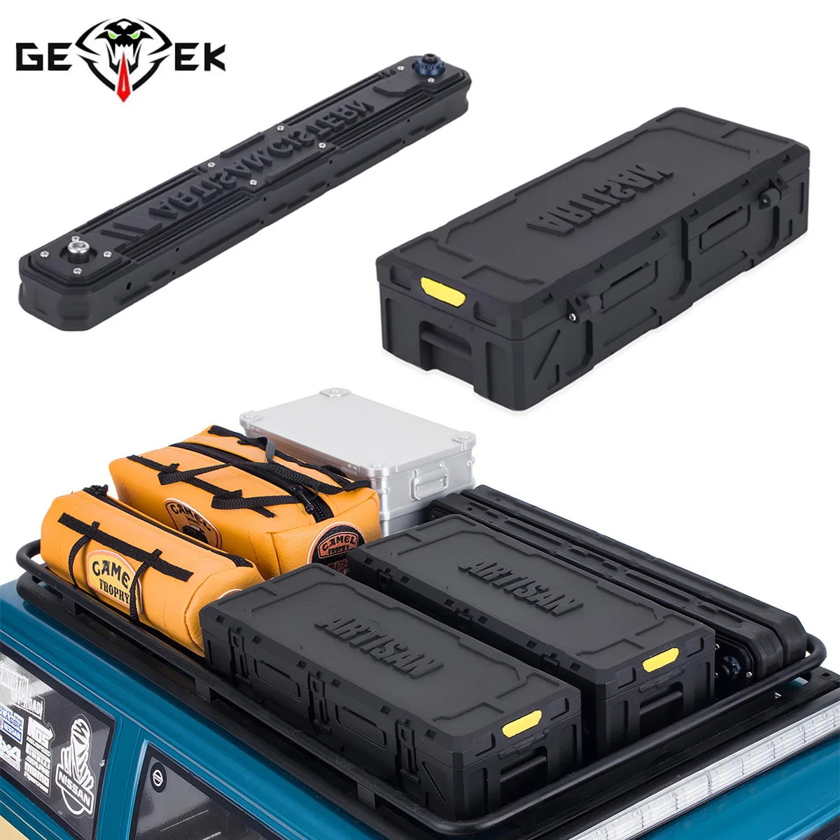 Simulated Roof Suitcase Luggage Box Decoration Tool for 1/10 RC Crawler Car Traxxas TRX4 TRX6 RC4W SCX10 90046 Parts