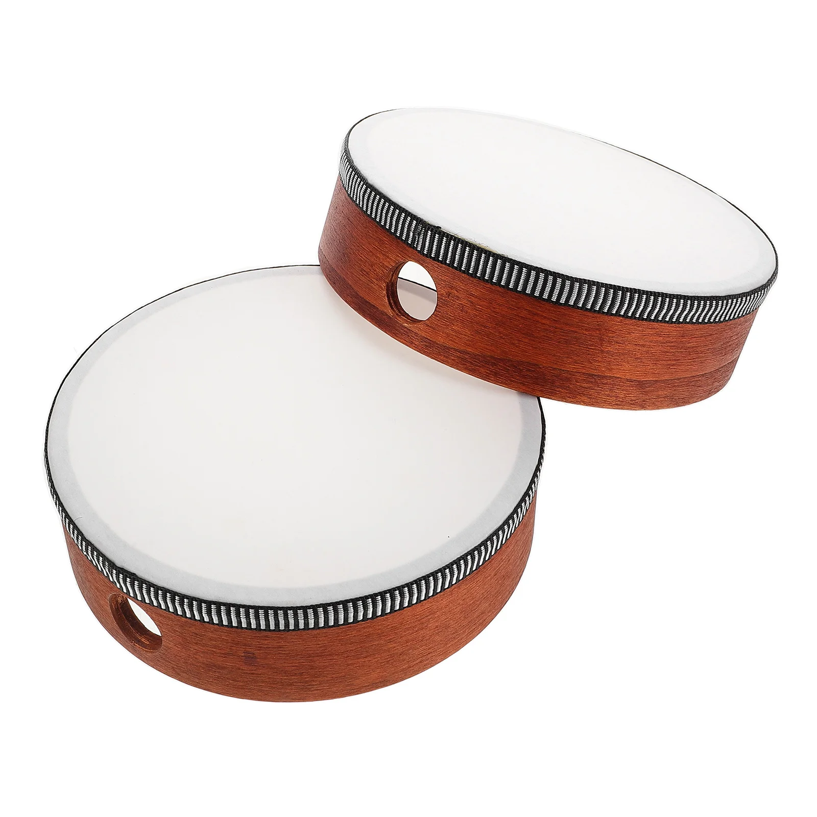 

2 Pcs Wooden Tambourine Hand Drums Percussion Instruments Design Comfortable to Play for Kids Adults School