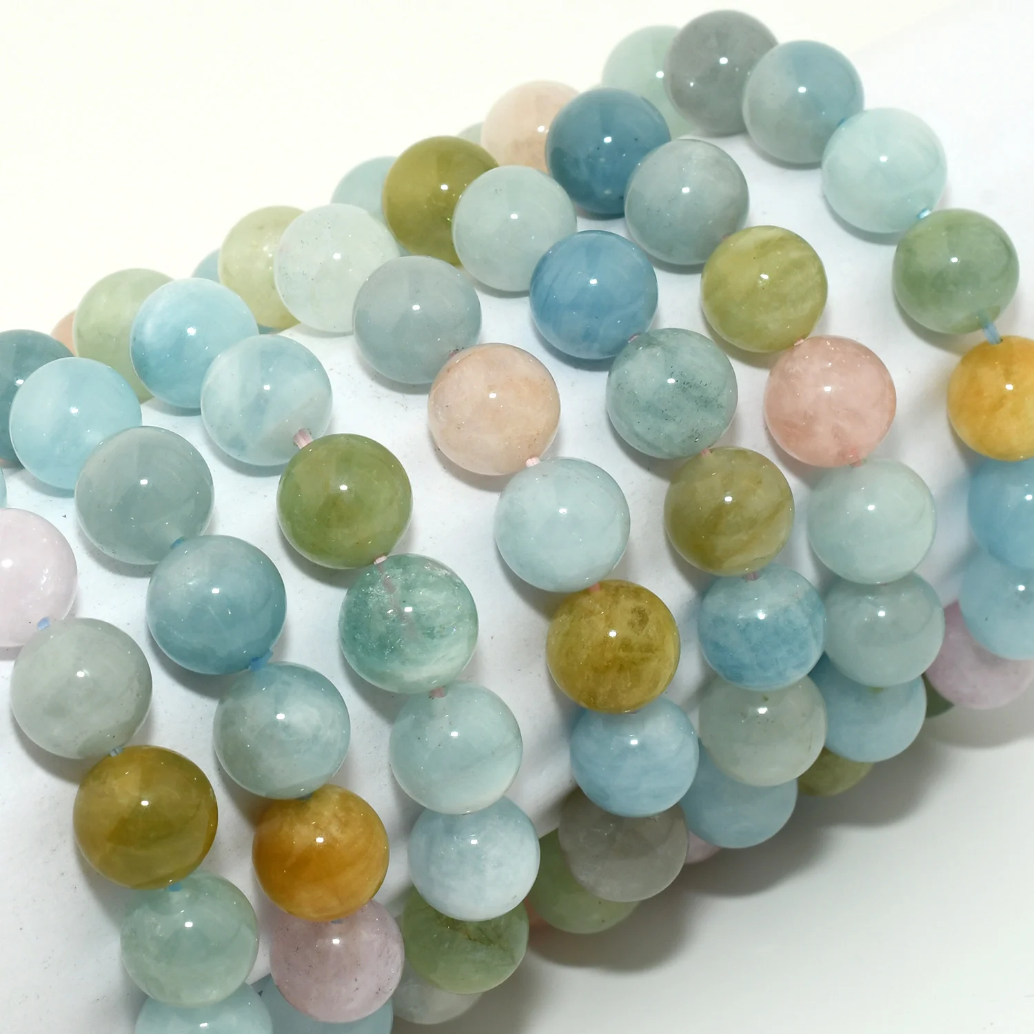 Natural Multiple Color Beryl Round Beads Bracelet 11.5mm-12mm ...