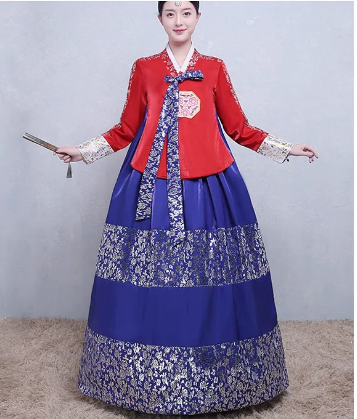 Traditional Women's Palace Wedding Gold Stamping HanBok Dance Stage Performance Ancient Costume