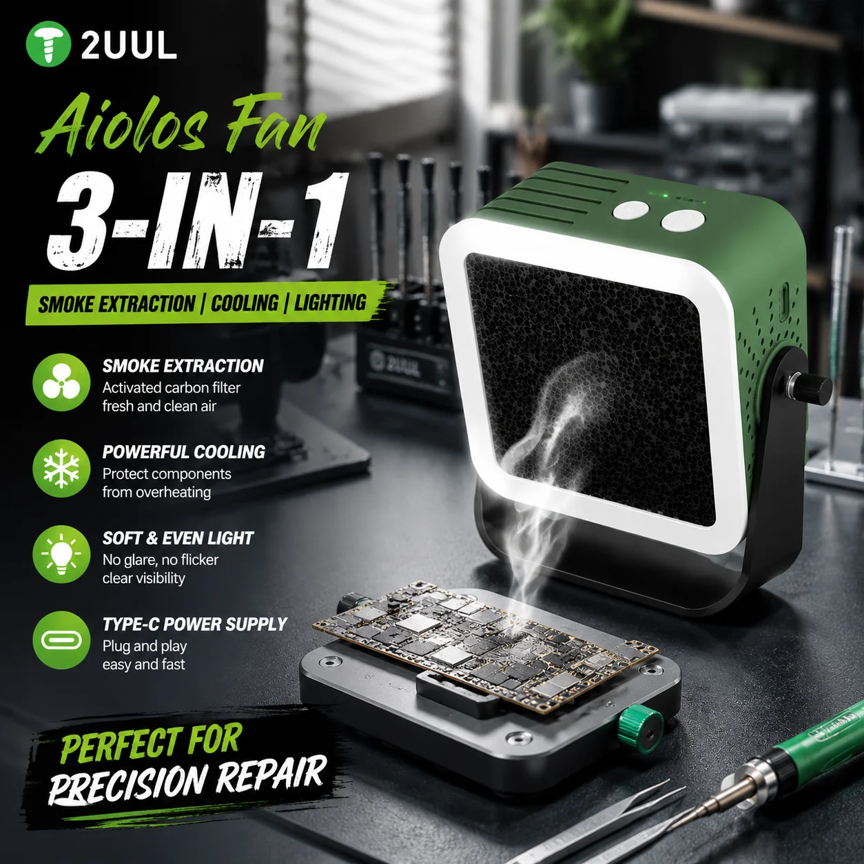 2uul-aiolos-fan-3-in-1-ワイヤレス充電式ヒュームエクストラクター-led照明冷却ツール-電話基板はんだ付け用