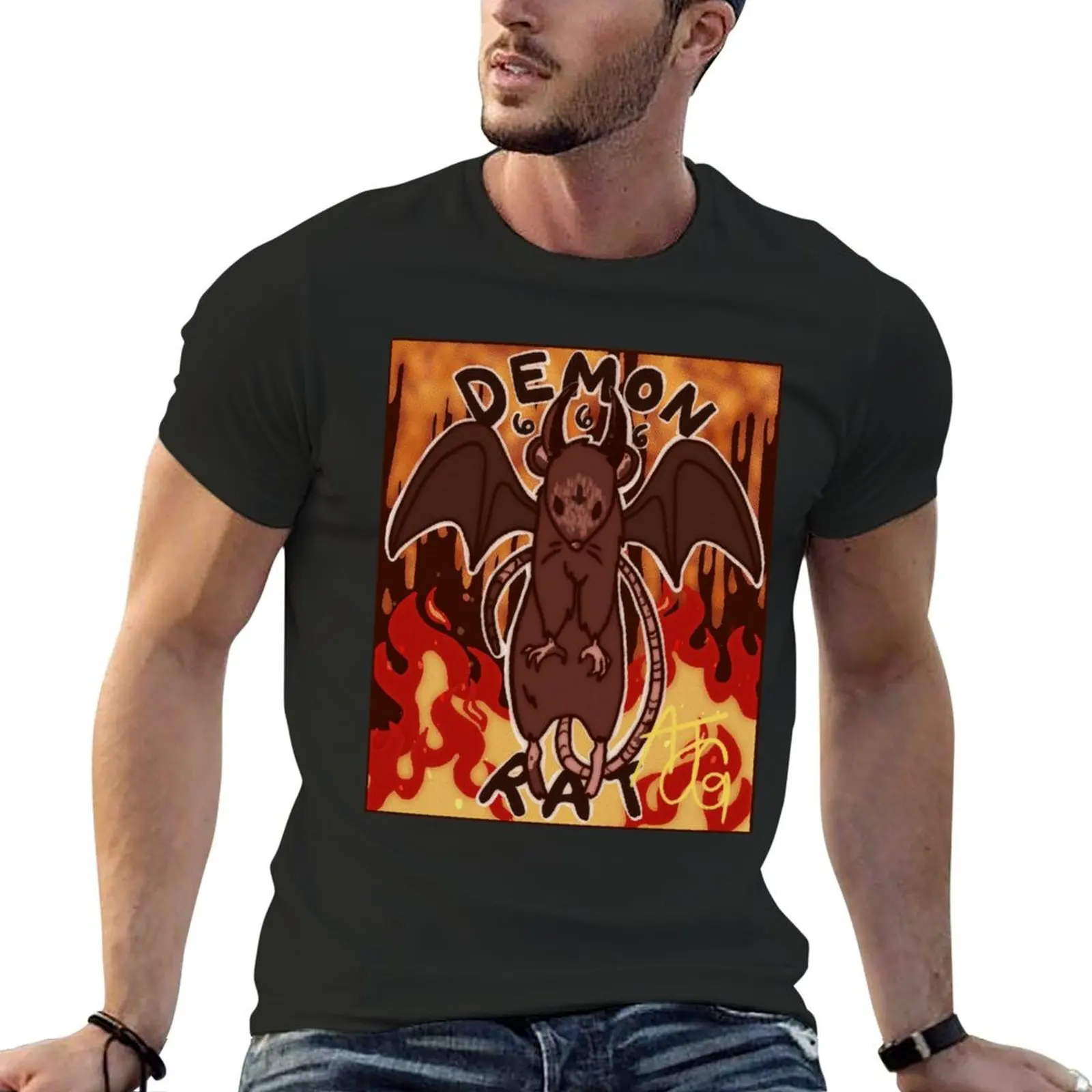 Demon Rat T-Shirt funnys summer clothes essential t shirt custom t shirt fitted t shirts for men