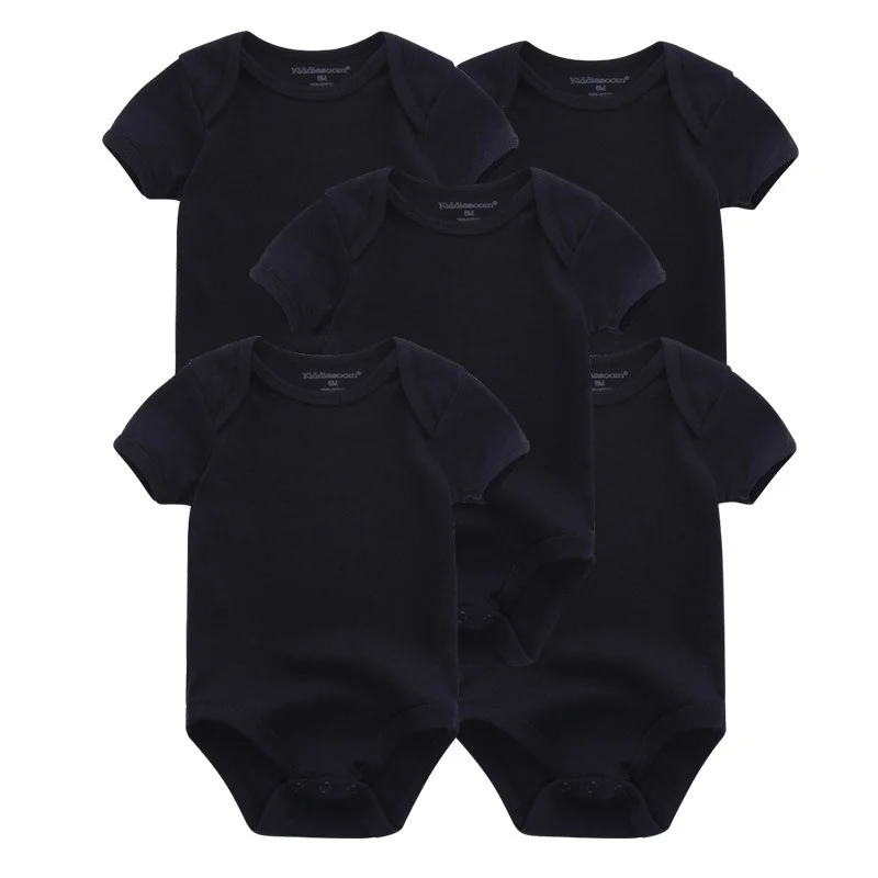 5 Pc Solid Color Newborn Summer Soft 100%cotton Baby Boys Girl Bodysuits Short Sleeve Baby Clothes Sets