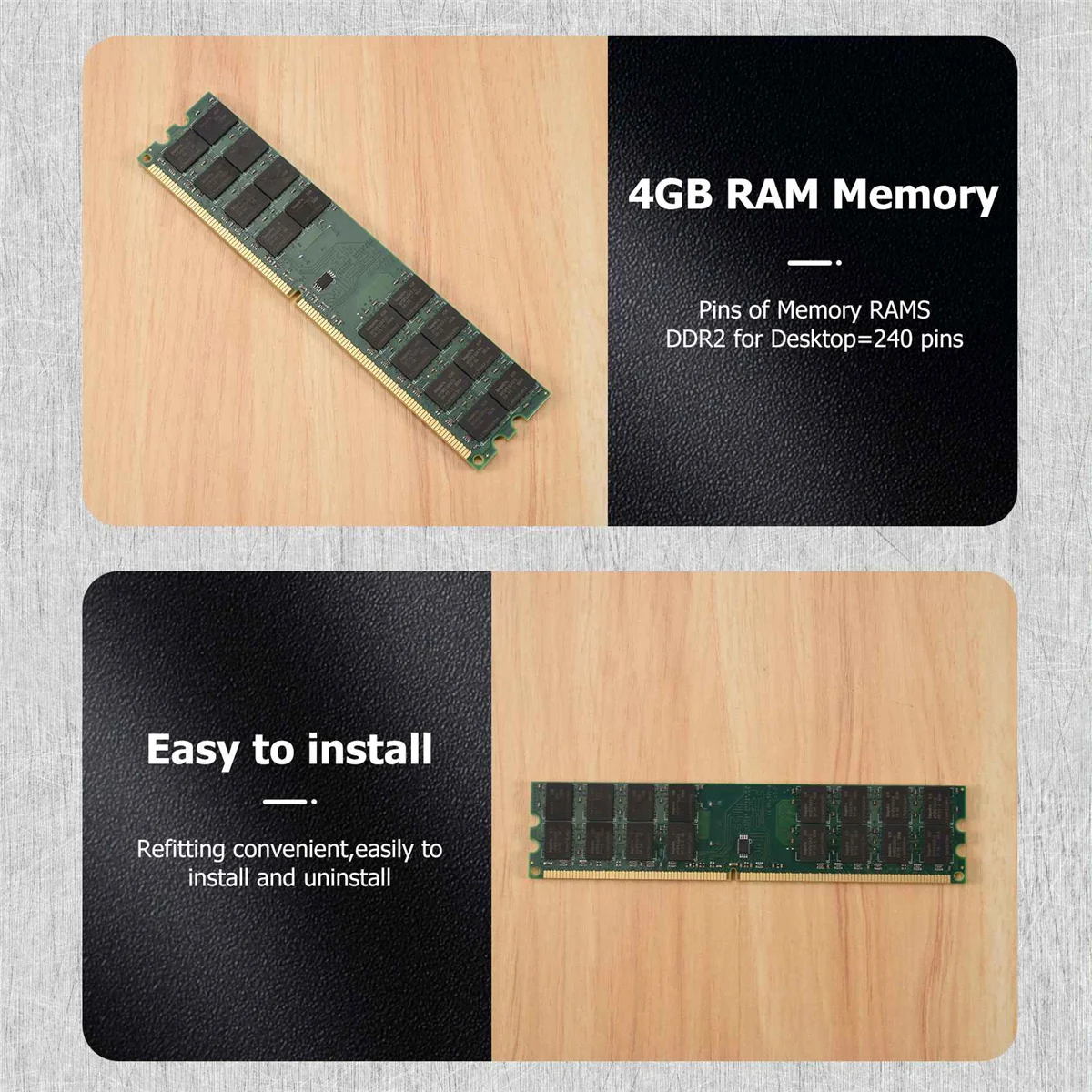 4GB DDR2 Ram Memory 800Mhz 1.8V 240Pin PC2 6400 Support Dual Channel DIMM 240 Pins Only for AMD