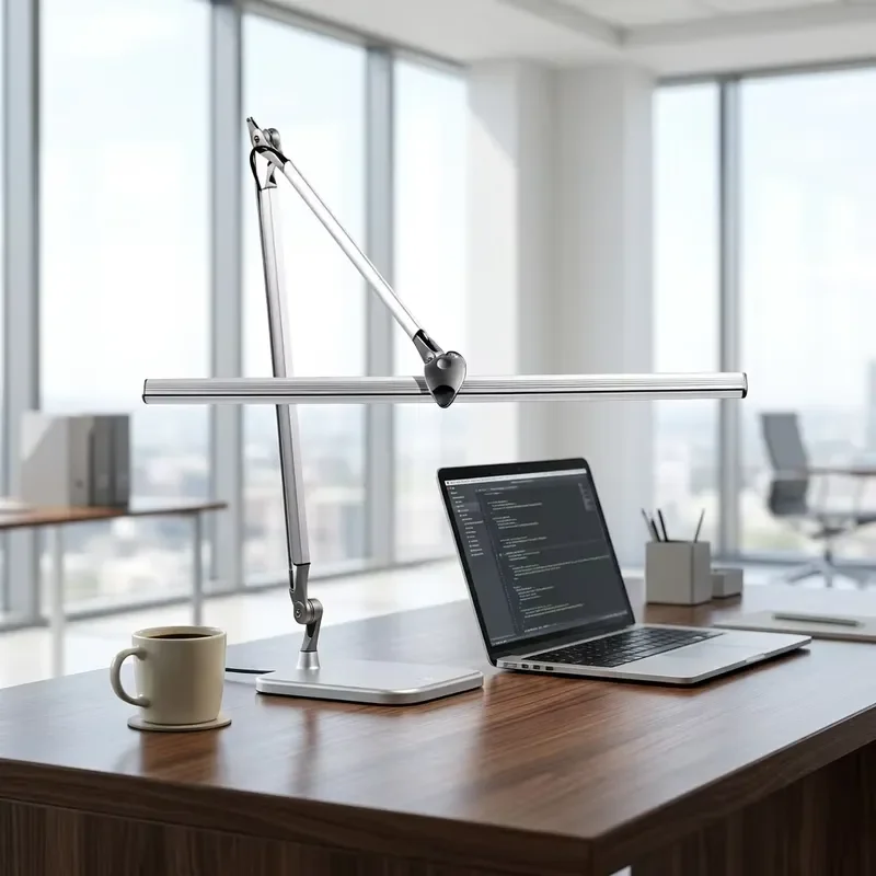 Modern LED Desk Lamp 7 Color Modes Stepless Dimming Flexible Rotating Arm for Large Workspace Office